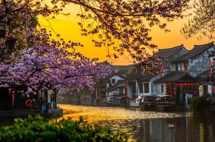 西塘古镇,黄昏时分,色彩斑斓如油画!
