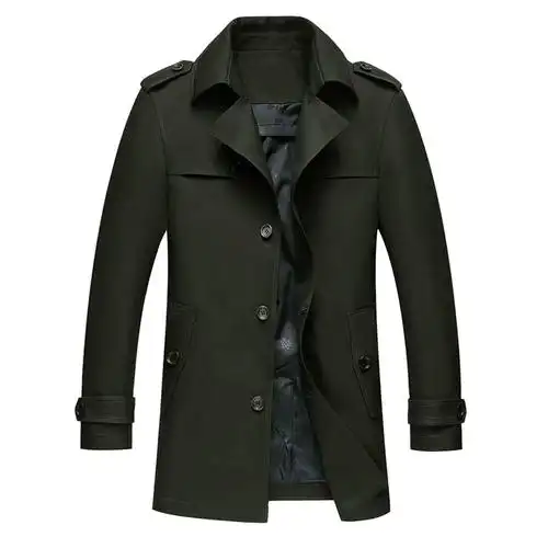 春秋季新款英伦风男士风衣男中长款领外套中青年潮流男装休闲西装