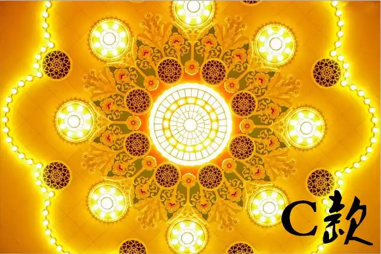 厂家定制3d立体无缝壁纸工程酒店大堂天花墙纸大型吊顶5d凹凸壁画