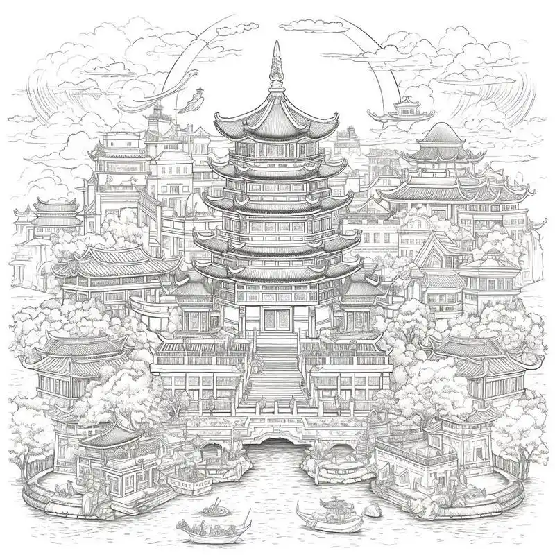 中国传统建筑欣赏,好复杂哦,光是看画就很复杂了,建成实物更是复杂了