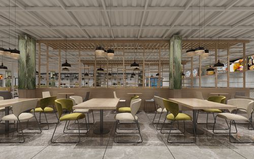 大学食堂职工餐厅装修设计美食广场规划餐饮店设计布局方案