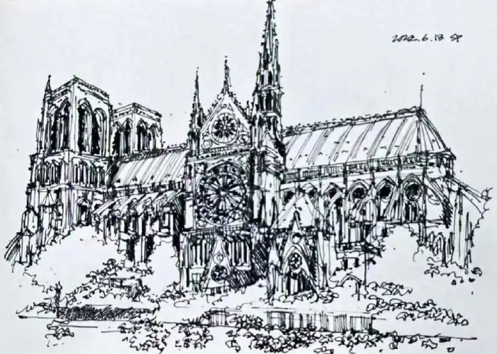 手绘 巴黎圣母院