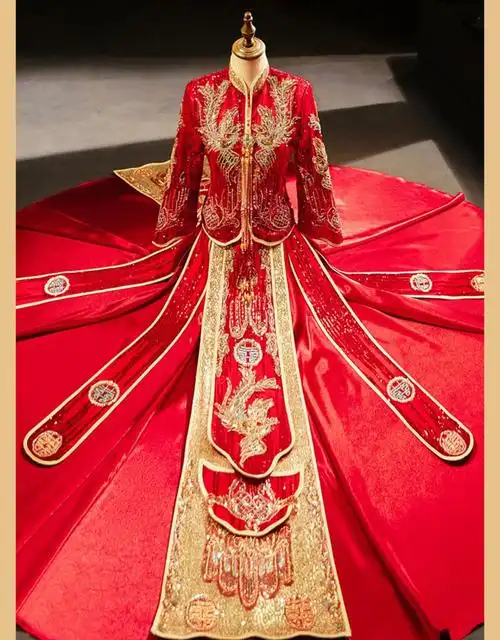 凤冠霞帔整套婚纱重工高端秀禾服新娘2022新款中式婚服中国风凤冠霞帔