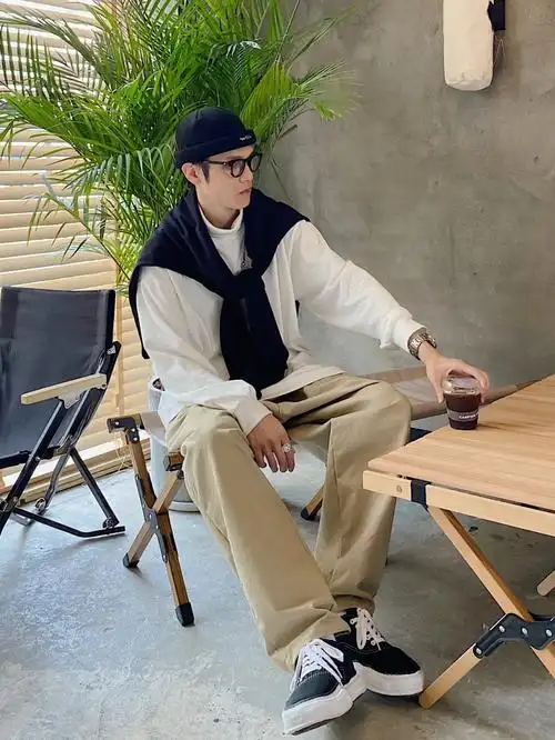 ootd白色高领好高级日系ins男生穿搭