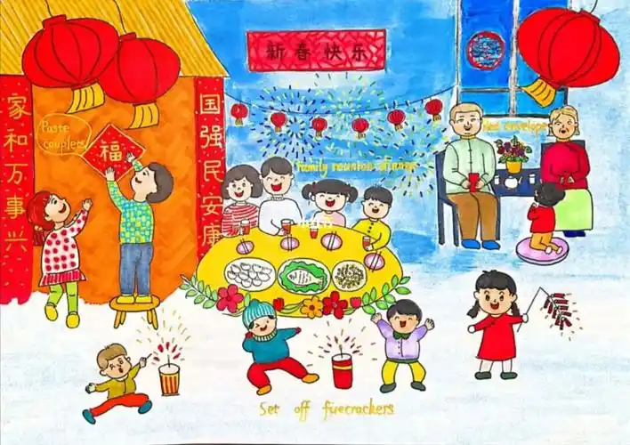 学生海报——春节民俗_海报_中国风_民俗_兴趣爱好_绘画