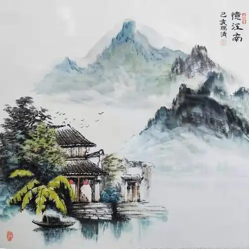 国画忆江南山水画斗方己亥瑞清