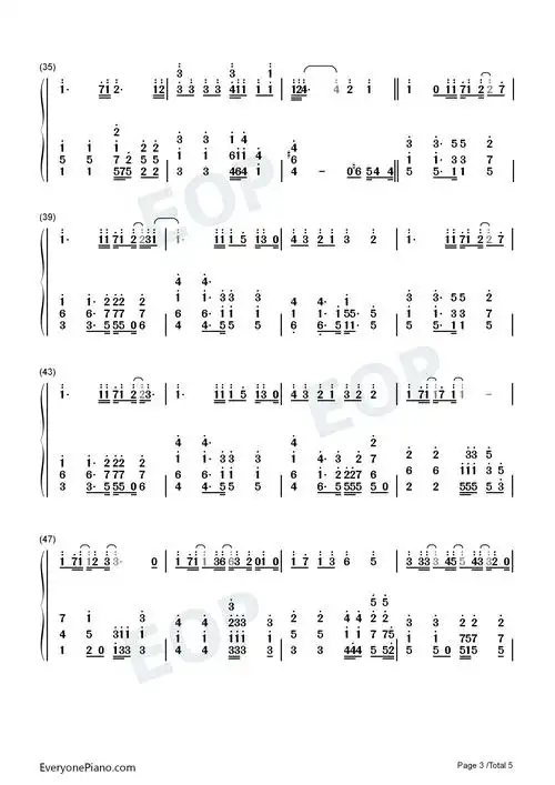 倔强-五月天双手简谱预览3-钢琴谱文件(五线谱,双手简谱,数字谱,midi