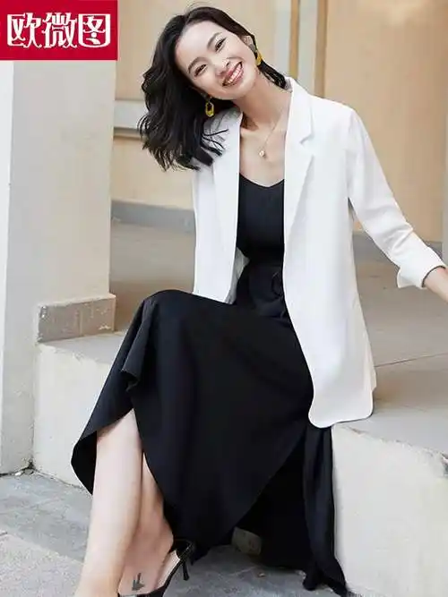 七分袖小西装女白色