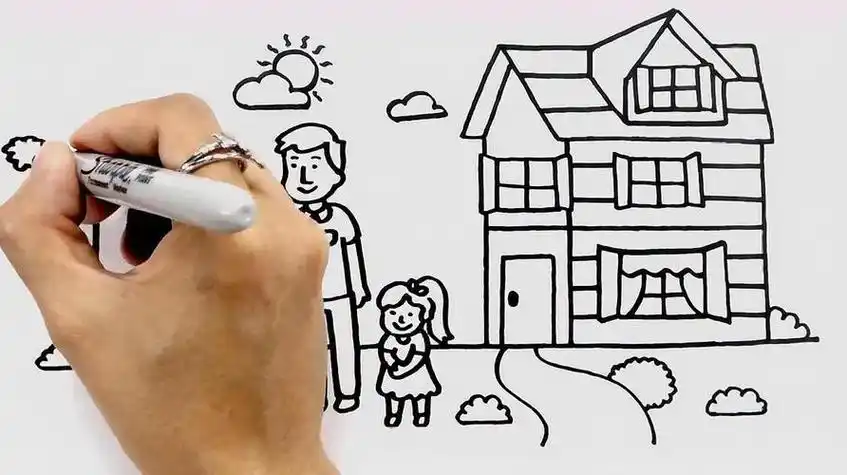 儿童画在家温馨的一面简笔画