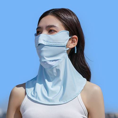 新款防晒遮全脸口罩女开车遮阳夏季透气脸罩冰丝面罩户外护颈y302