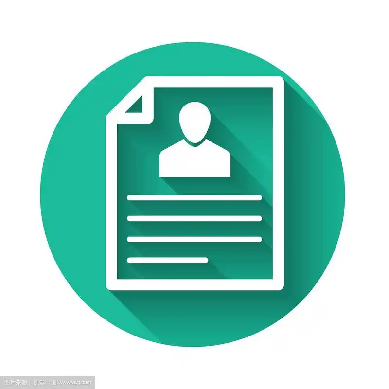 白色简历图标和长影子分开