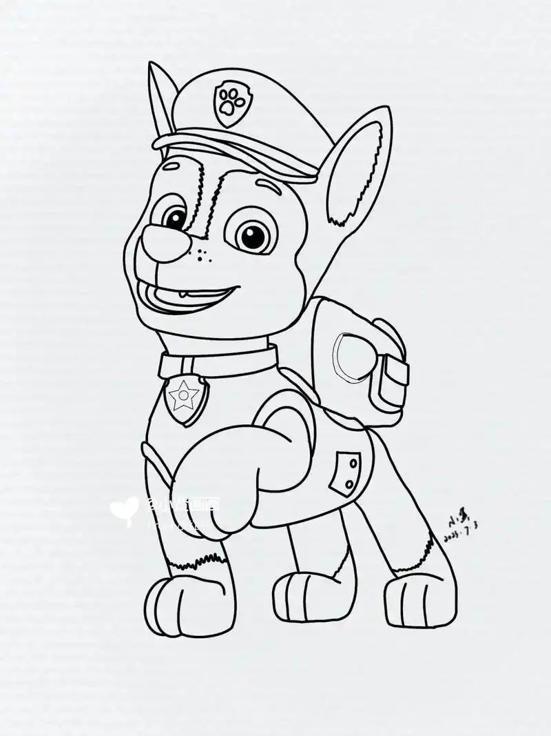 1汪汪队立大功阿奇狗狗原创手绘线稿附步骤 阿奇狗狗