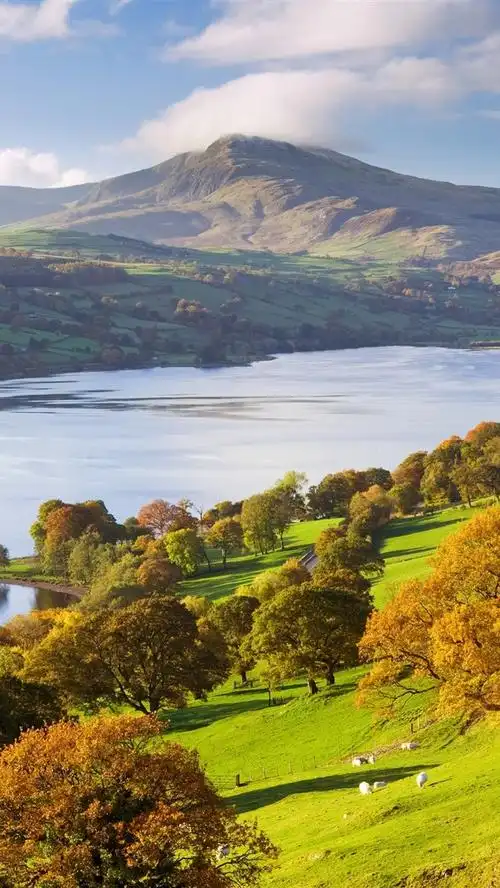 英国,秋天,树木,河流,斜坡 3840x2160 uhd 4k 高清壁纸, 图片, 照片