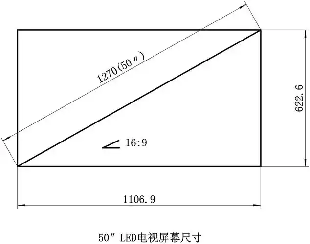 50英寸液晶电视的具体尺寸是多少