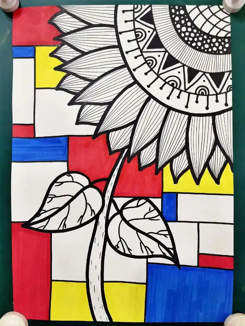 创意美术 #向日葵 #蒙德里安 #线条 #画画 - 抖音