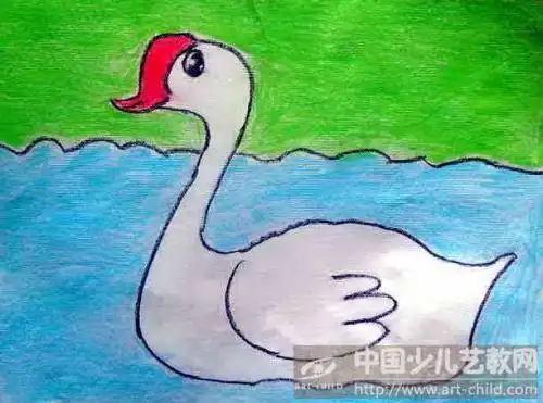 怎样画倒影在水中的简笔画大白鹅