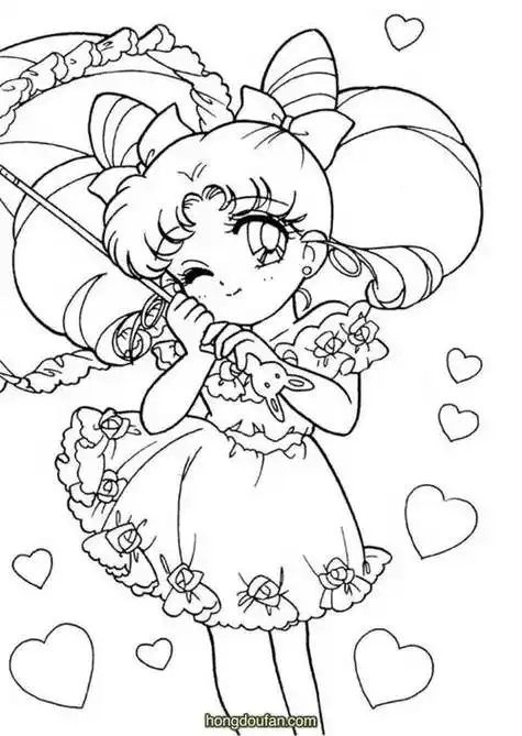 美少女战士小兔子可爱卡通二次元公主涂色图片-红豆饭小学生简笔画
