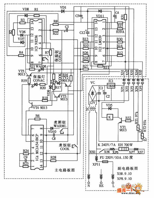 美的牌cfxb4032型电饭煲电路图