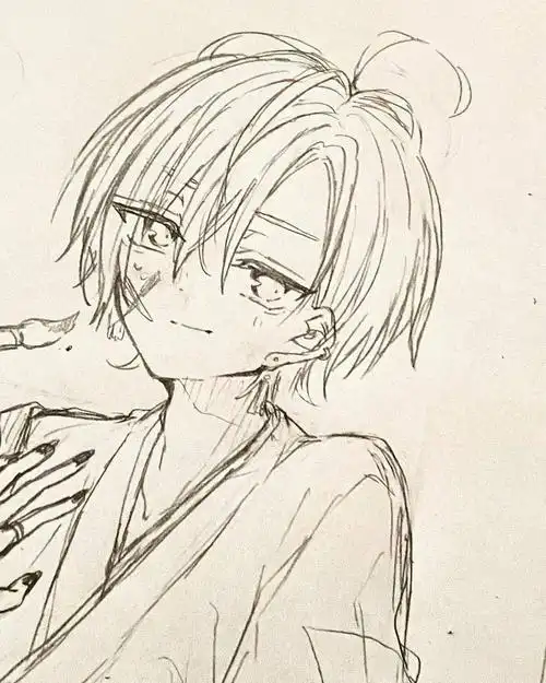 男生为主的动漫线稿不难寒假画画吧