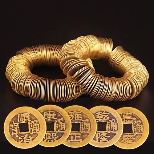 欧圣英铜钱康熙乾隆顺治仿古散钱币摆件仿真品五帝钱大小号铜钱