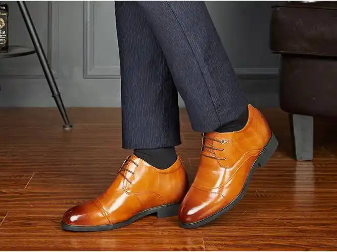 高跟鞋夏季透气镂空楼空增高鞋男8cm真皮商务休闲皮鞋内增高男鞋10cm