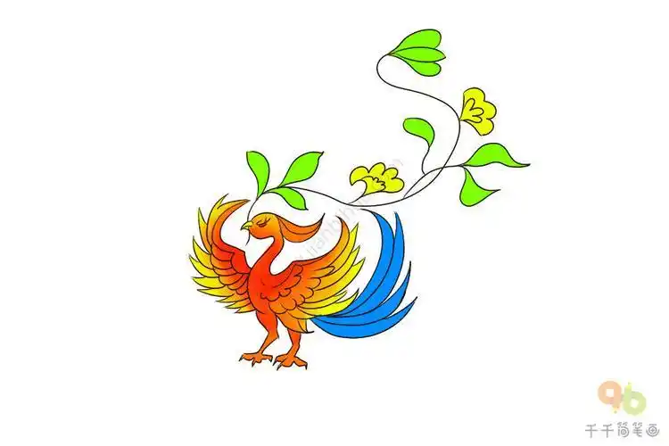 凤凰简笔画百鸟王