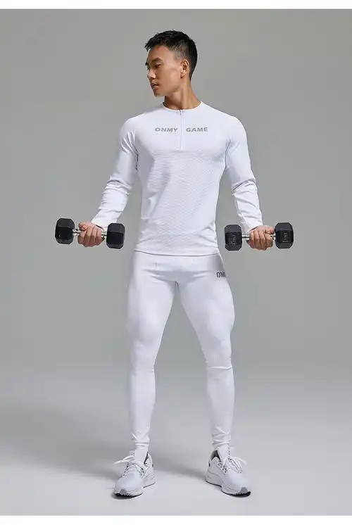 omg潮牌锦纶高弹力专业运动健身训练紧身裤男士速干瑜伽压缩裤灰色xxl