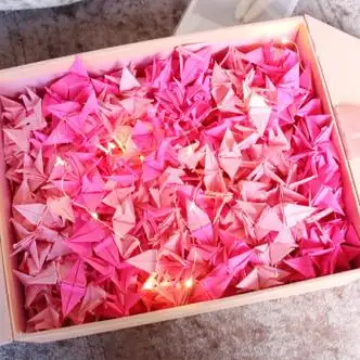 只520只手工千纸鹤折纸成品渐变色创意惊喜情人节表白生日礼物 玫红色