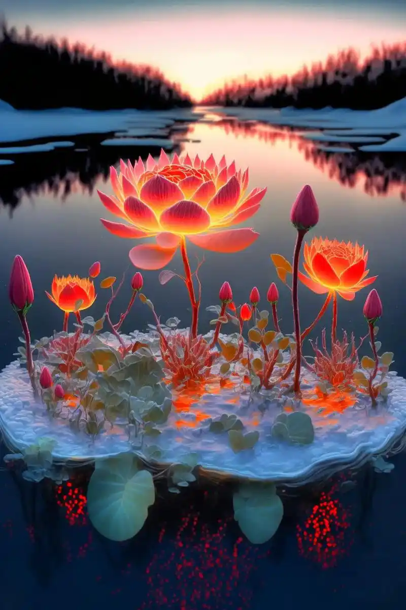 冰上莲花.雪莲,佛光普照,佛缘,2023试试这个壁纸! #a - 抖音