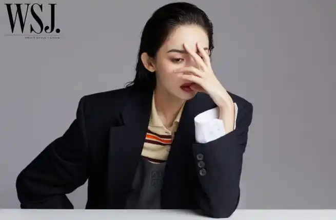 娜扎湿发红唇妆##娜扎wsj一月刊封面##wsj新刊