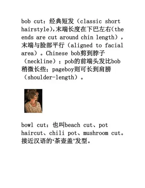 各种发型的英文表达doc