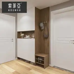 定制金 索菲亚鞋柜衣架一体家用门口阳台储物柜入户玄关挂衣柜