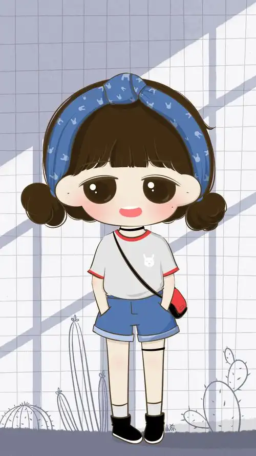 可爱萌系卡通女生插画手机壁纸