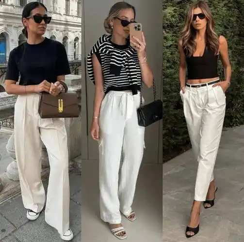 白裤子其实款式基本就可以,只要搭配花点心思就好.