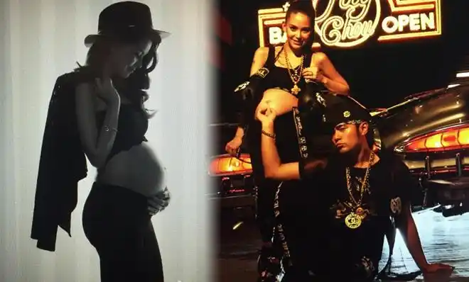 最酷孕照!昆凌挺大肚与周杰伦拍嘻哈写真