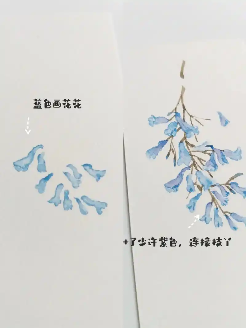浅画水彩蓝花楹.画你喜欢,喜欢就画#绘画过程 #乱涂乱画 # - 抖音