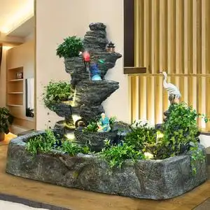 室内假山流水喷泉山水景观造景庭院入户花园仿石头阳台鱼池摆件