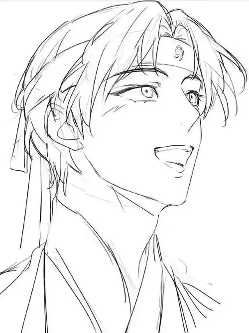 板绘素材古风美男线稿分享