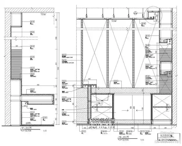 酒店自助餐厅台节点详图施工图下载