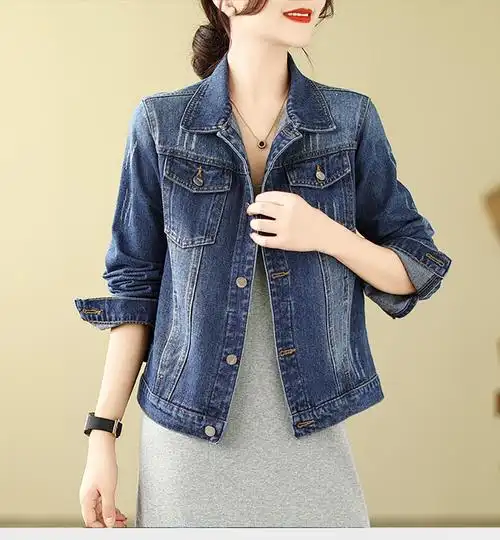 实拍现货韩版小个子牛仔外套女宽松休闲学院牛仔上衣港风工装夹克