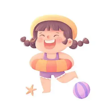 夏天暑假开心游泳的女生卡通可爱png素材卡通人物