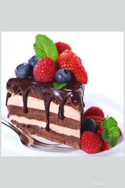 甜点鲜香水果蛋糕切件食物图片