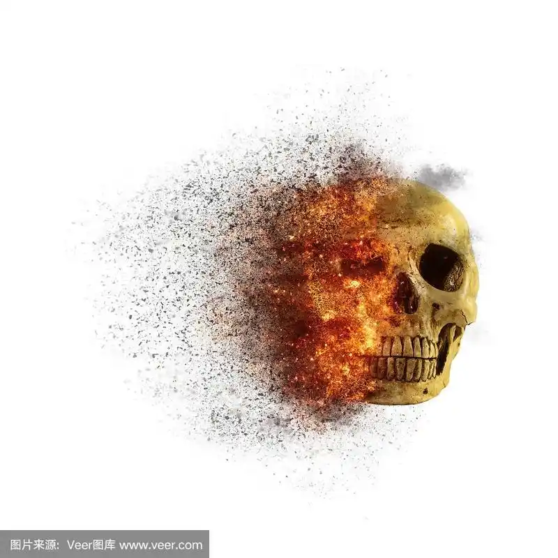 骷髅火焰白色背景上的火焰效果