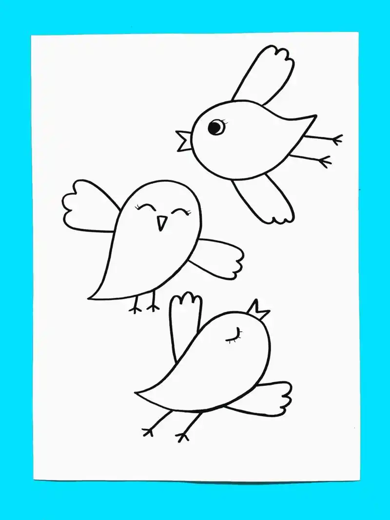 可爱的小鸟儿童画合集.