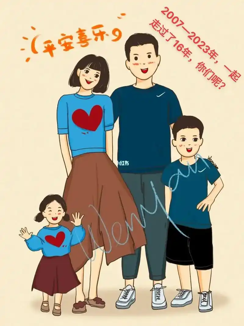 全家福卡通头像 #一家四口头像 #愿所有的美好和期待202 - 抖音