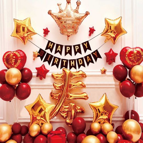 长辈装寿生日过饰宴球爸爸妈妈老人寿气父母大寿背景墙场景布置