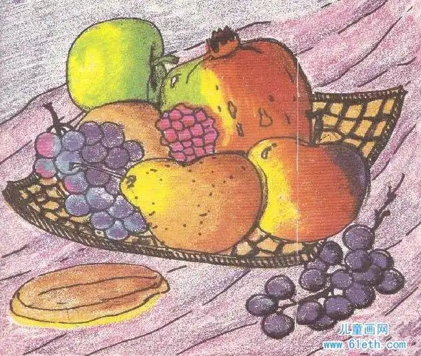 儿童水果油画棒教师范画作品