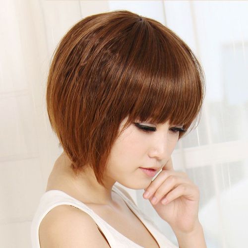 瑞贝卡假发玉米烫齐刘海蓬松 女生短卷头套修脸 时尚短发套女发型