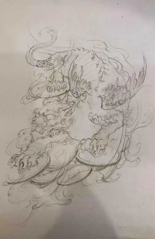 貔貅素描设计稿由龙作品