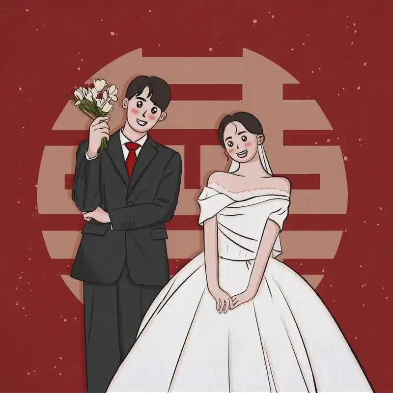 手绘婚纱照.卡通风的手绘请柬太太太可爱了吧#备婚日常 #请柬 - 抖音